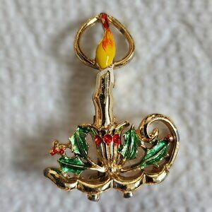 Vintage 1950's Christmas Candle PIn
